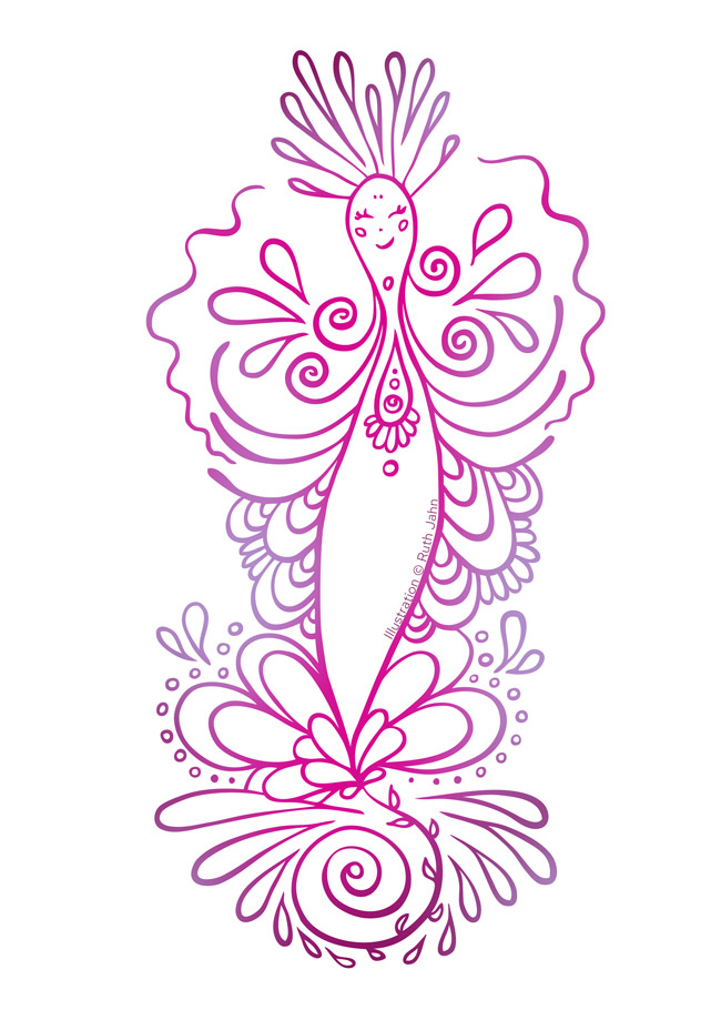 Seelenkern-Hals-Chakra-dazwischen-Ursula-Hohlweg-illustriert-von-Ruth-Jahn